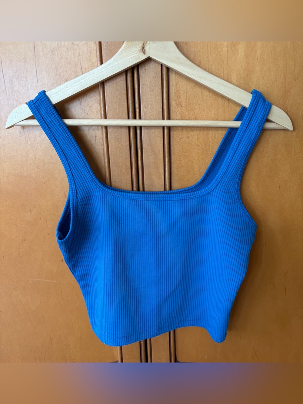 Hollister Women’s Ribbed Square-Neck Crop Top - Royal Blue Sz S